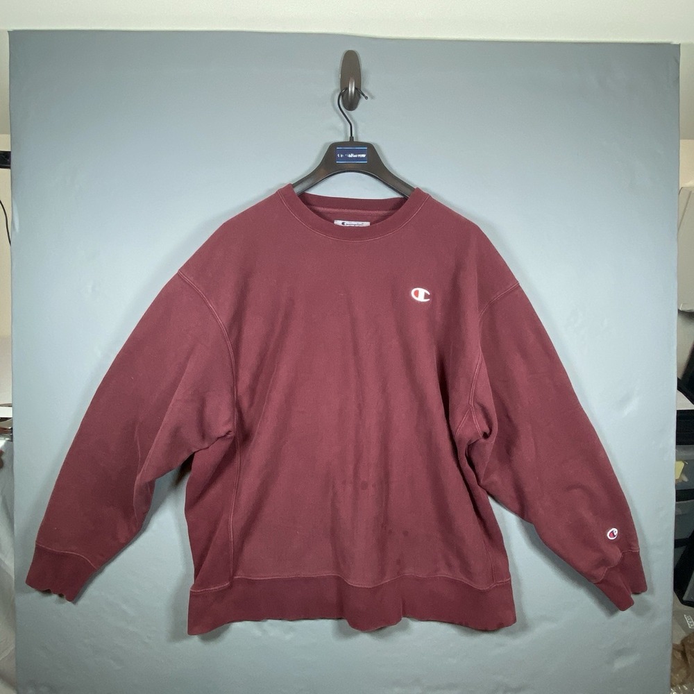 Vintage 90s Maroon Champion‎ Reverse Weave Crewneck Sweatshirt Adult Size XXL